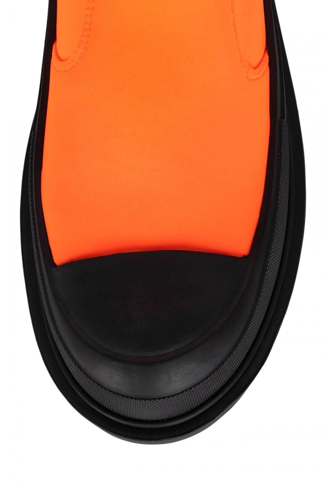 Jeffrey Campbell Women Tough Guy Orange Stretch Chelsea Lug Sole Boots Size 8 US - SVNYFancy