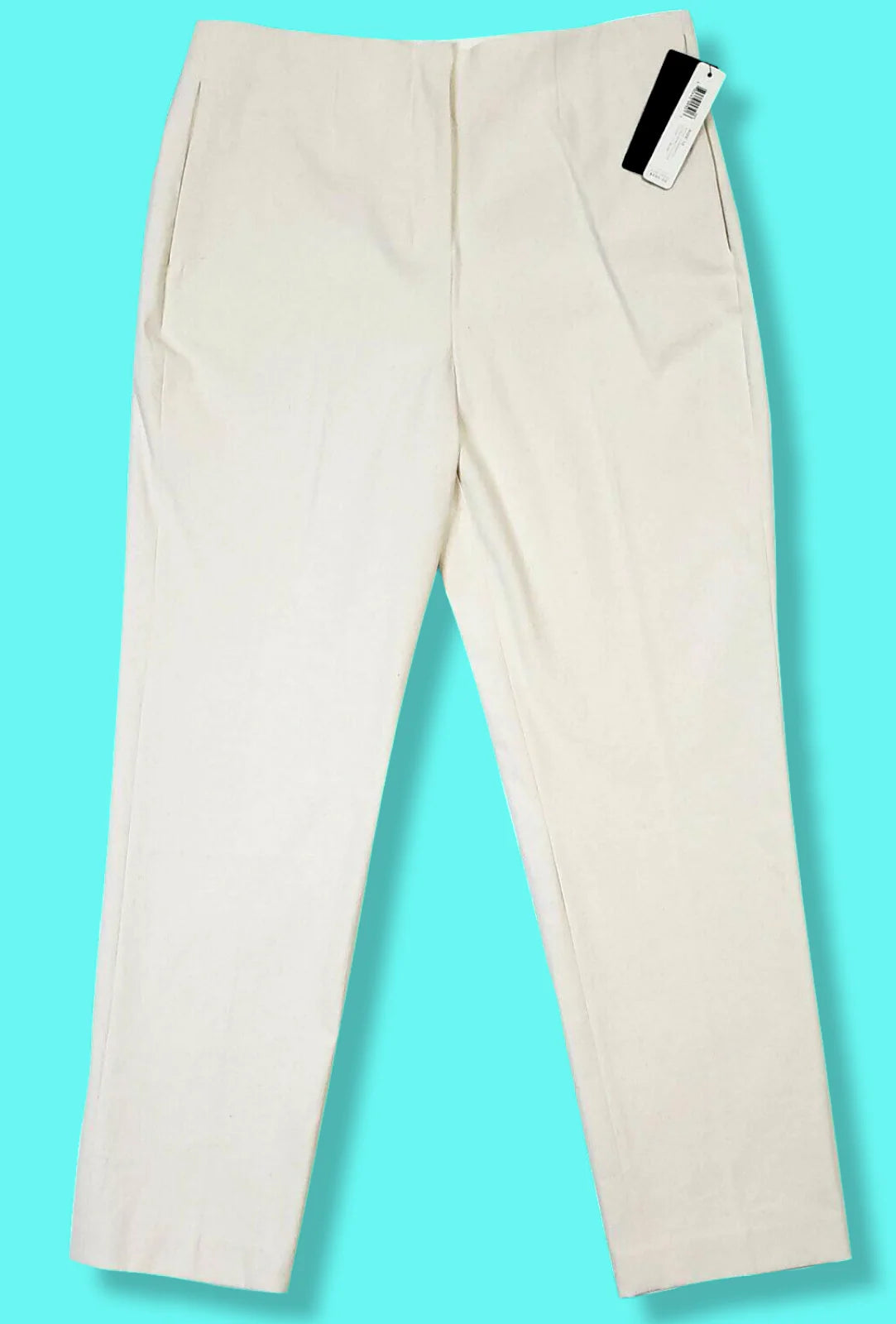 Donna Karan Luxe Ultra Stretch Canvas Cotton Ivory Pants Size 2 - SVNYFancy