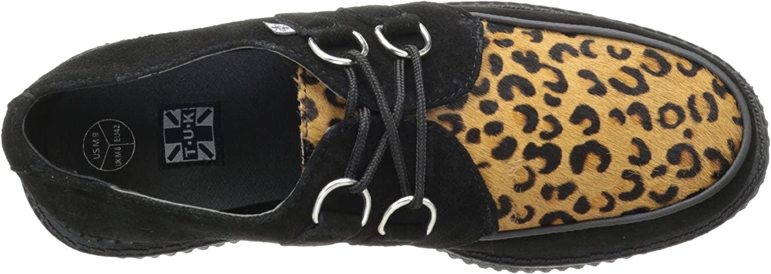 T.U.K. A8142 TUK Black / Leopard Cowhair Low Sole Creepers Womens Size US 6 EU 37 - SVNYFancy