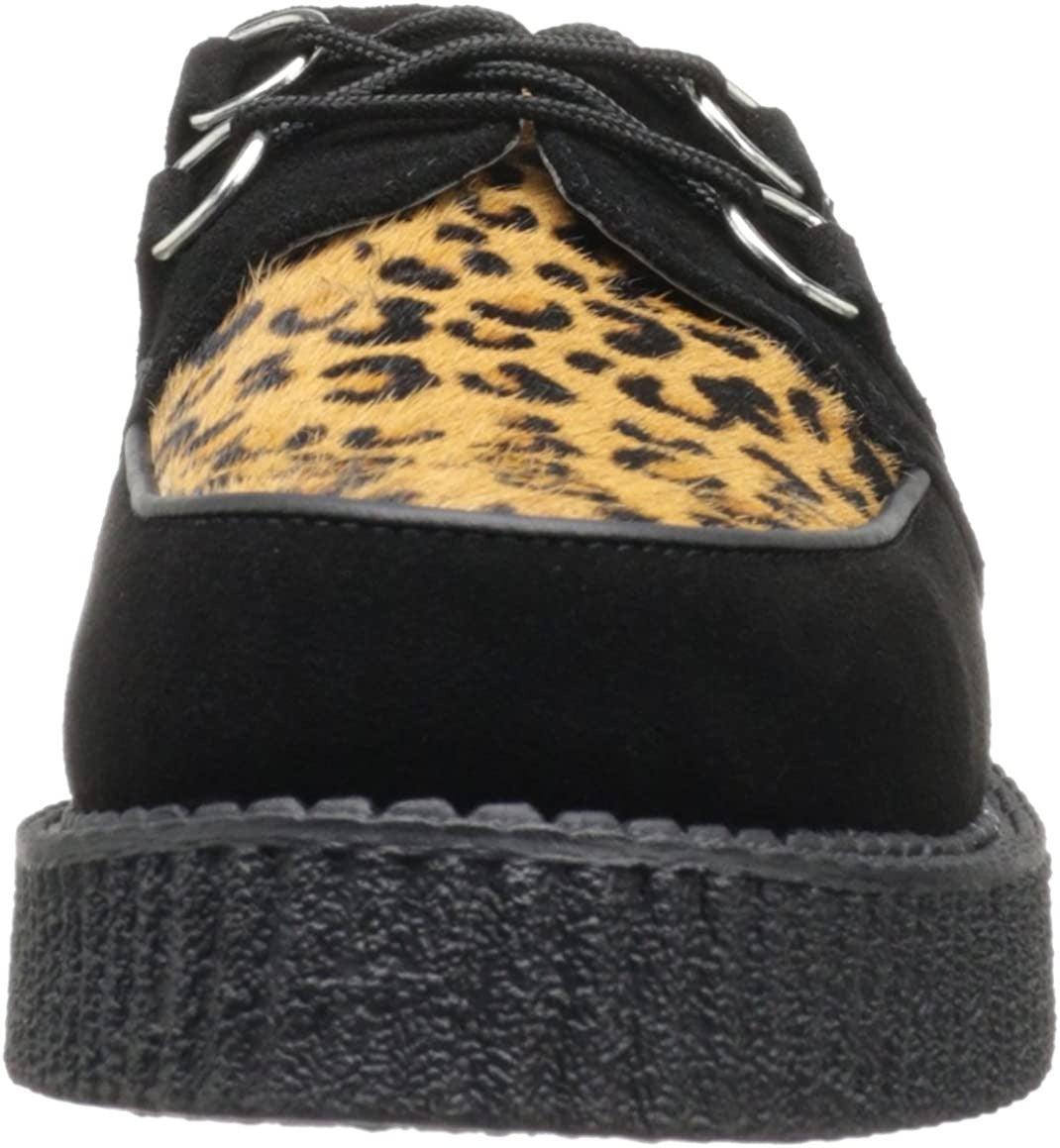 T.U.K. A8142 TUK Black / Leopard Cowhair Low Sole Creepers Womens Size US 6 EU 37 - SVNYFancy