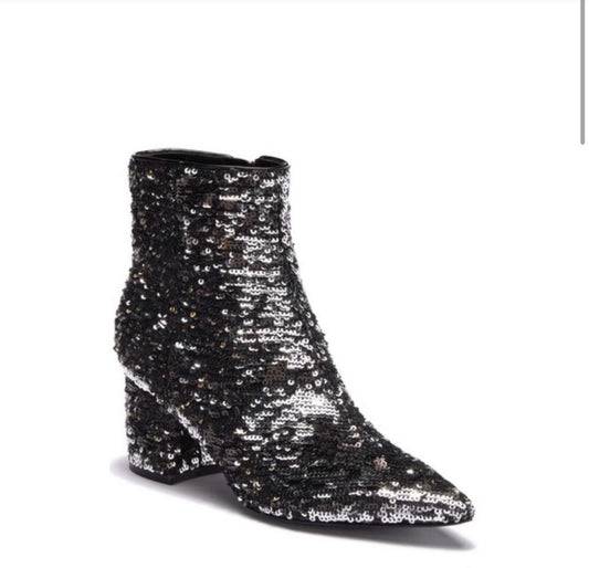 Marc Fisher LTD Jarli 2 Pewter Sequin Boots Pointed Toe Women's Size US 8.5 - SVNYFancy