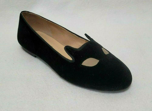 Nicky Hilton x French Sole Meow Black Velvet Cat Flats Shoes Size US 7 - SVNYFancy