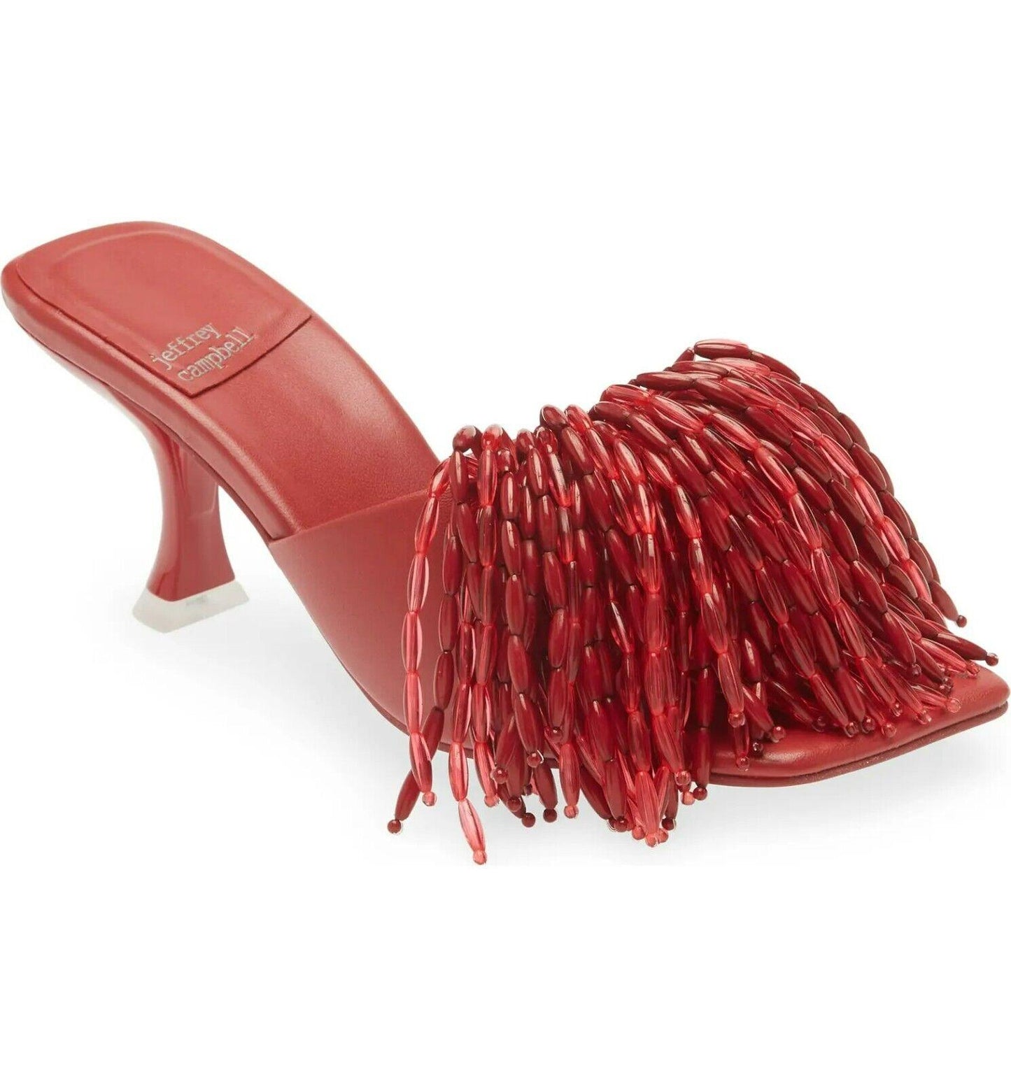 Jeffrey Campbell Mr Big Pom Leather Sandal With Beaded Fringe Red Size US 6.5 - SVNYFancy