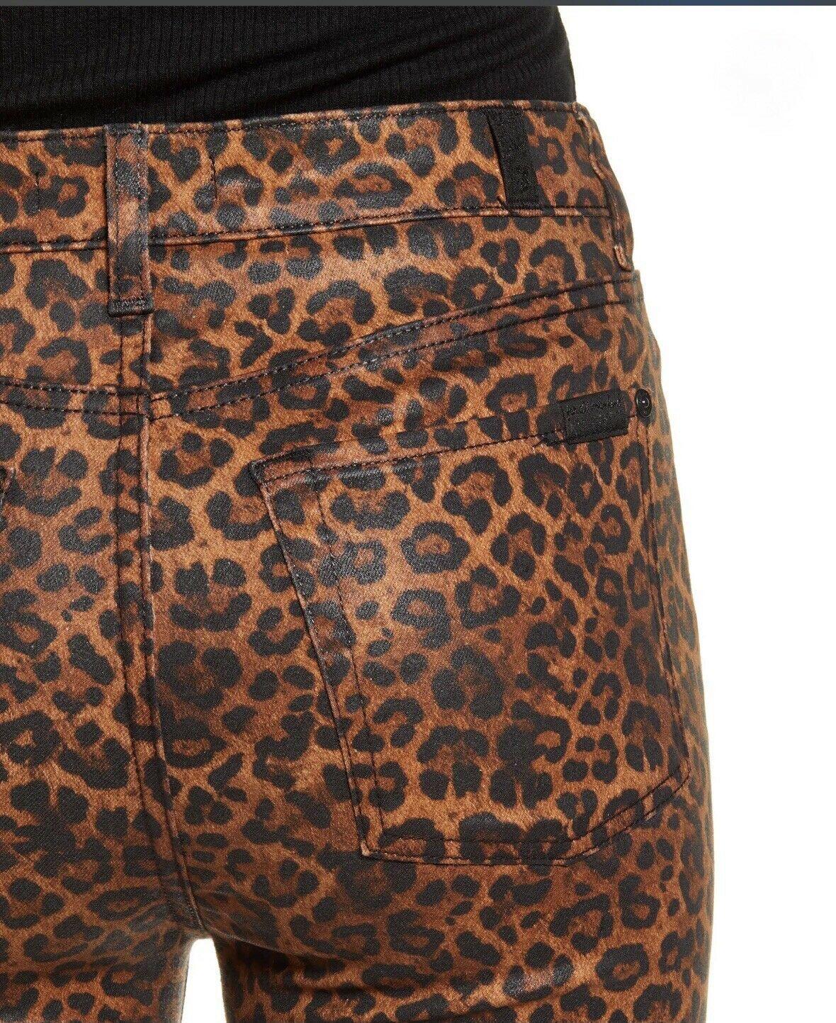 7 For All Mankind Coated Leopard Print Slim Fit Kick Flare Jeans Size 28 - SVNYFancy