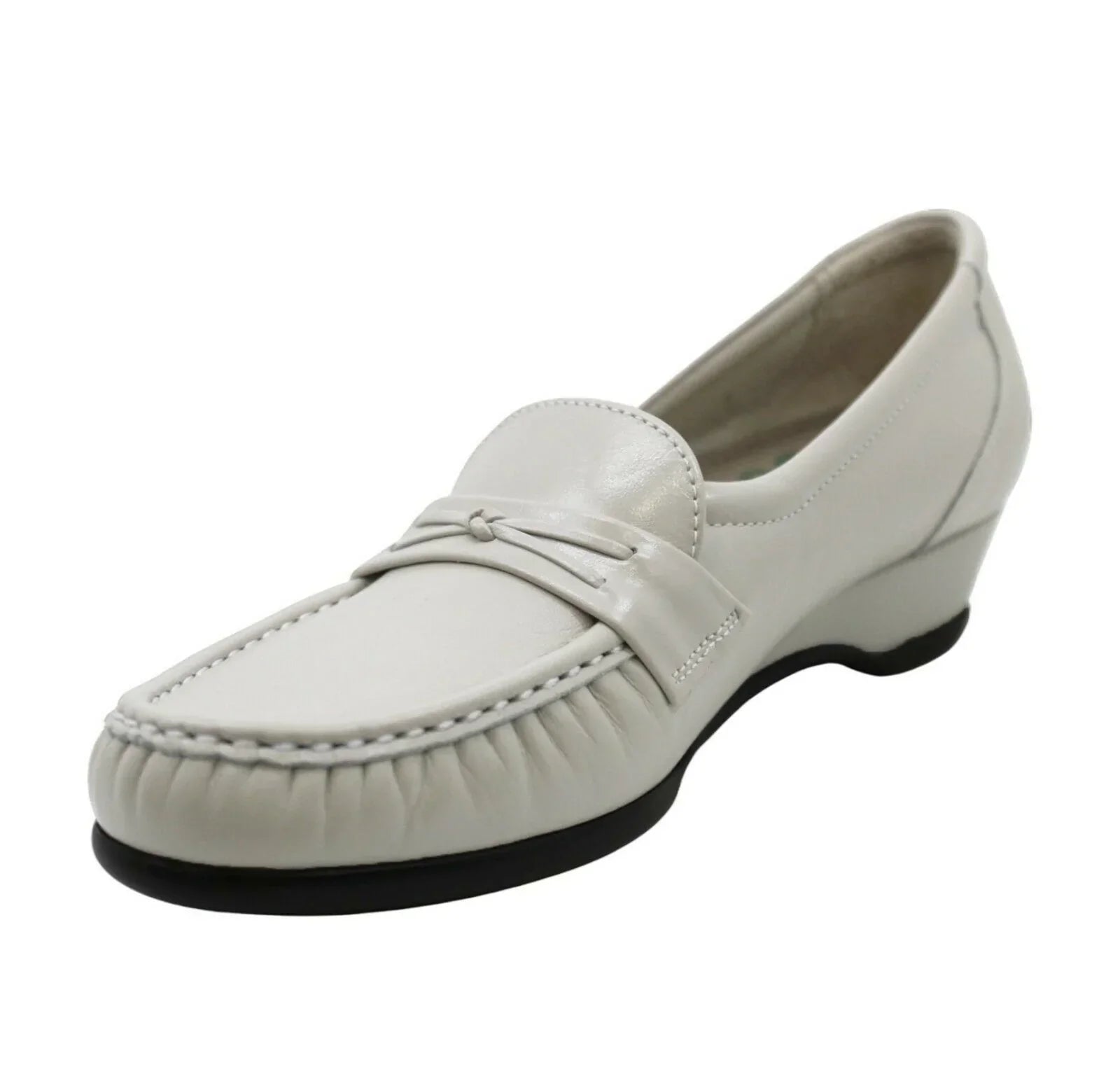 SAS Easier Womens Bone Leather Wedge Loafers Comfort Shoes US 12 Wide - SVNYFancy