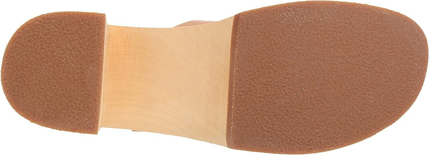 Sweedish Hasbeens Women's Maria Heeled Leather Wood Nature Sandal Size EU 41  US