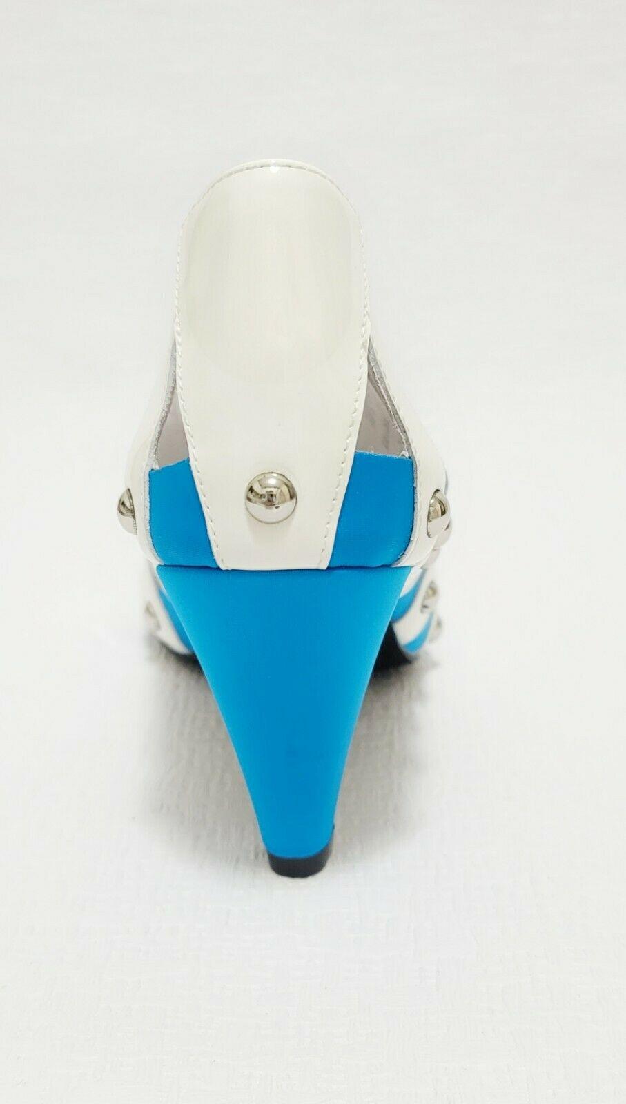 Jeffrey Campbell White Blue Heel Leather With Cut Out Pumps Size 6 - SVNYFancy