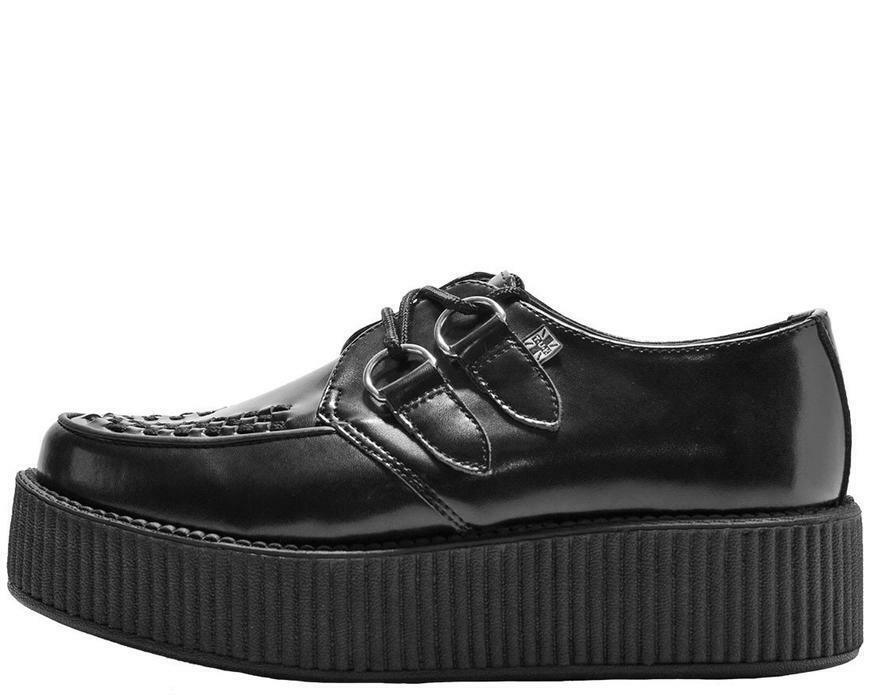T.U.K. V6802 Black Leather Mondo Creepers Double Sole Shoes Womens Size US 9 EU 40 - SVNYFancy
