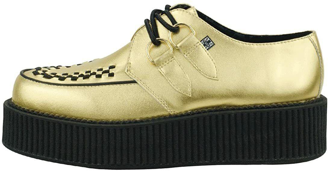 T.U.K. A8648 Tuk Punk Gold Leather Viva Mondo Creepers  Golden Shoes Size US 6 - SVNYFancy