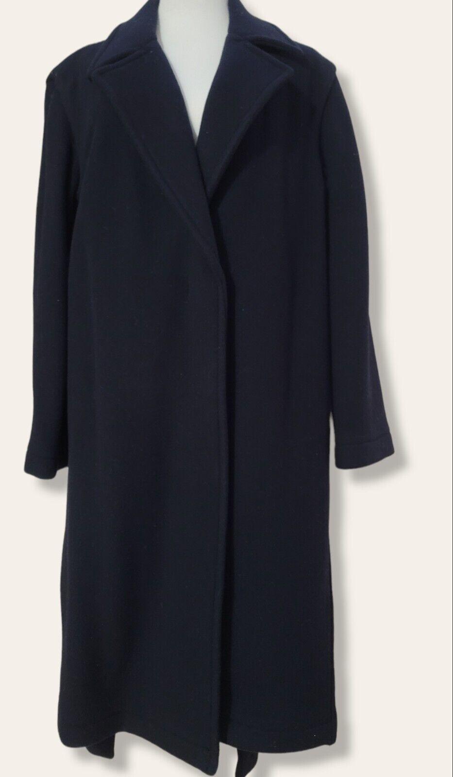 DKNY One Button Front Wool Blend Side Slits Overcoat Dark Navy Size S - SVNYFancy