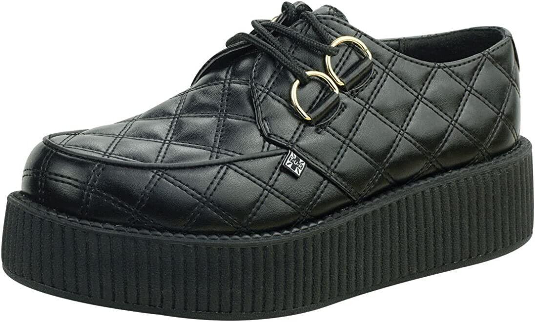 T.U.K. Shoes A8828 Unisex Creepers, Black Quilted Vegan Viva Mondo Creeper - SVNYFancy