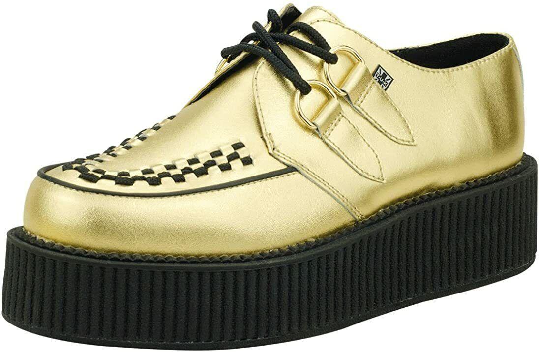 T.U.K. A8648 Tuk Punk Gold Leather Viva Mondo Creepers  Golden Shoes Size US 6 - SVNYFancy