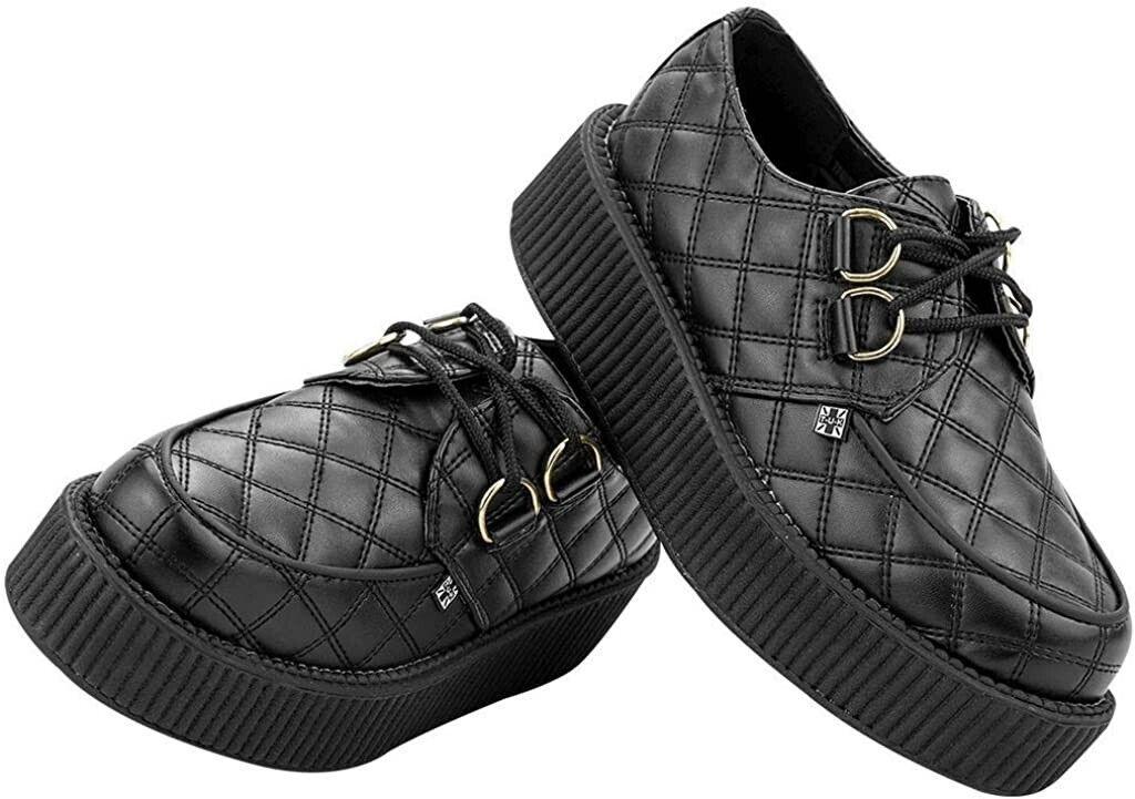 T.U.K. Shoes A8828 Unisex Creepers, Black Quilted Vegan Viva Mondo Creeper - SVNYFancy