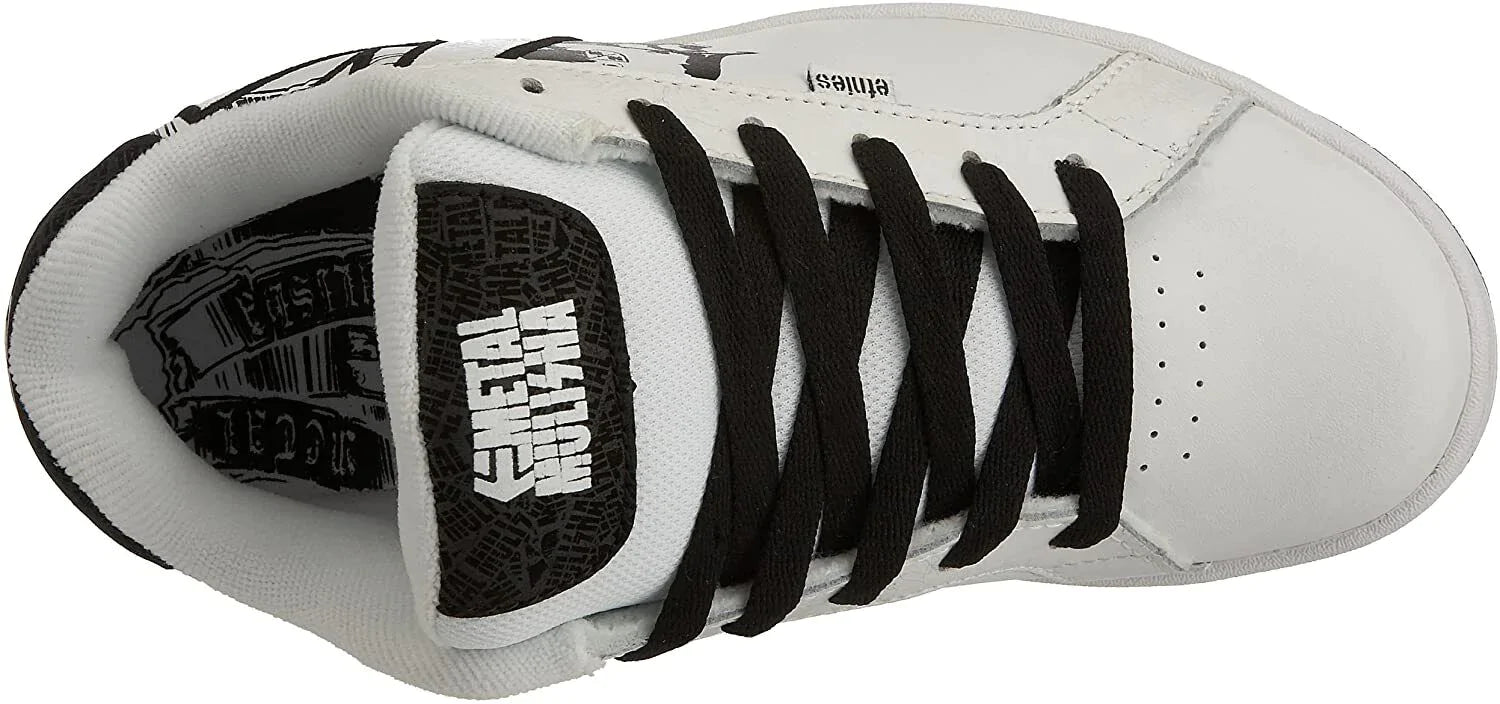 Etnies Fader White Leather Skate Kids Shoes Metal Mulisha Skulls Cranes US 2.5 Little Kid EU 34.5 - SVNYFancy