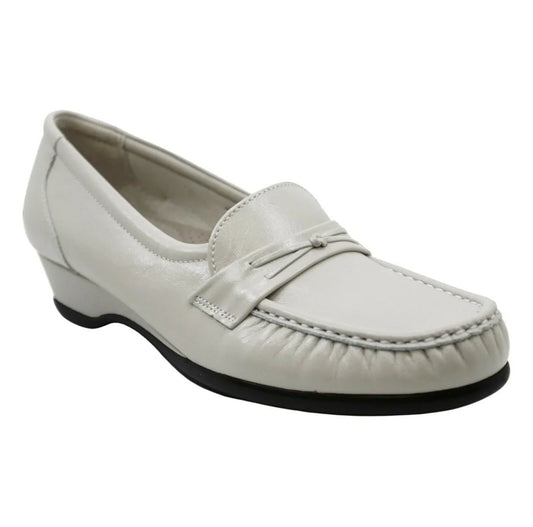 SAS Easier Womens Bone Leather Wedge Loafers Comfort Shoes US 12 Wide - SVNYFancy