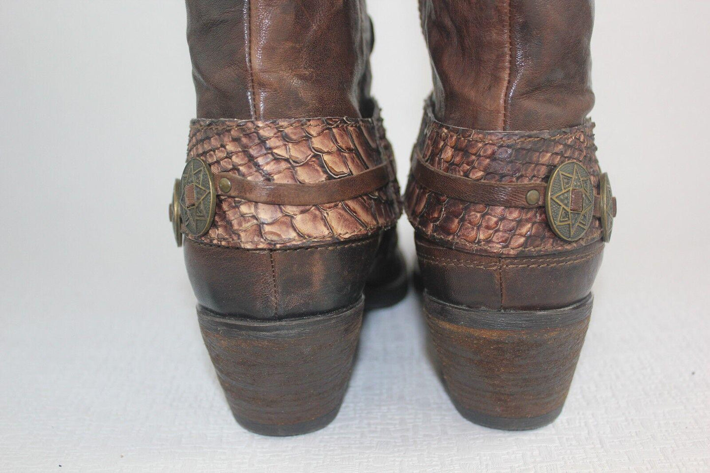 VIC MATE Western Boots Womens Tall Leather Brown Cowgirl Italian Boots  Size 40 - SVNYFancy