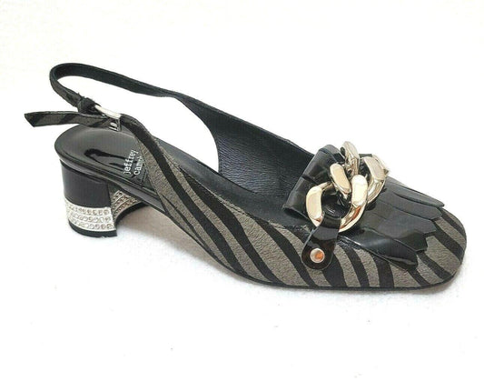 Jeffrey Campbell Goliah Cow Fur Gray Black Zebra Slingback Sandals Size US 7 - SVNYFancy