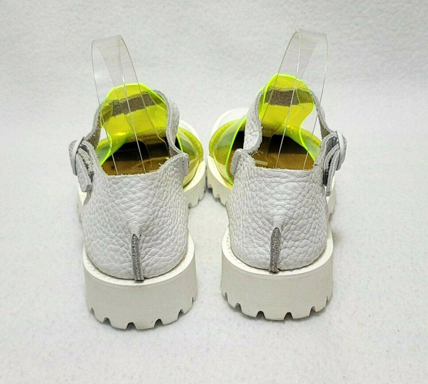 U-DOT Leather Sandals Lug Sole White Yellow Sandals Womens Size US 7 Japan - SVNYFancy