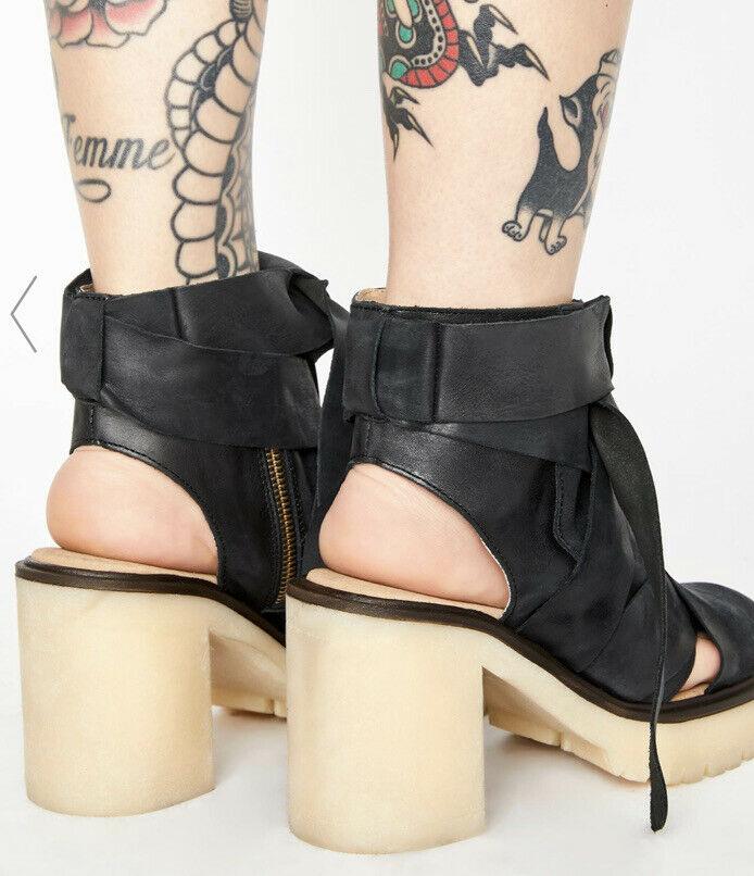 Free People Womens Blake Sandal Platform Heels Shoes Black Size US 9 EU 39 - SVNYFancy