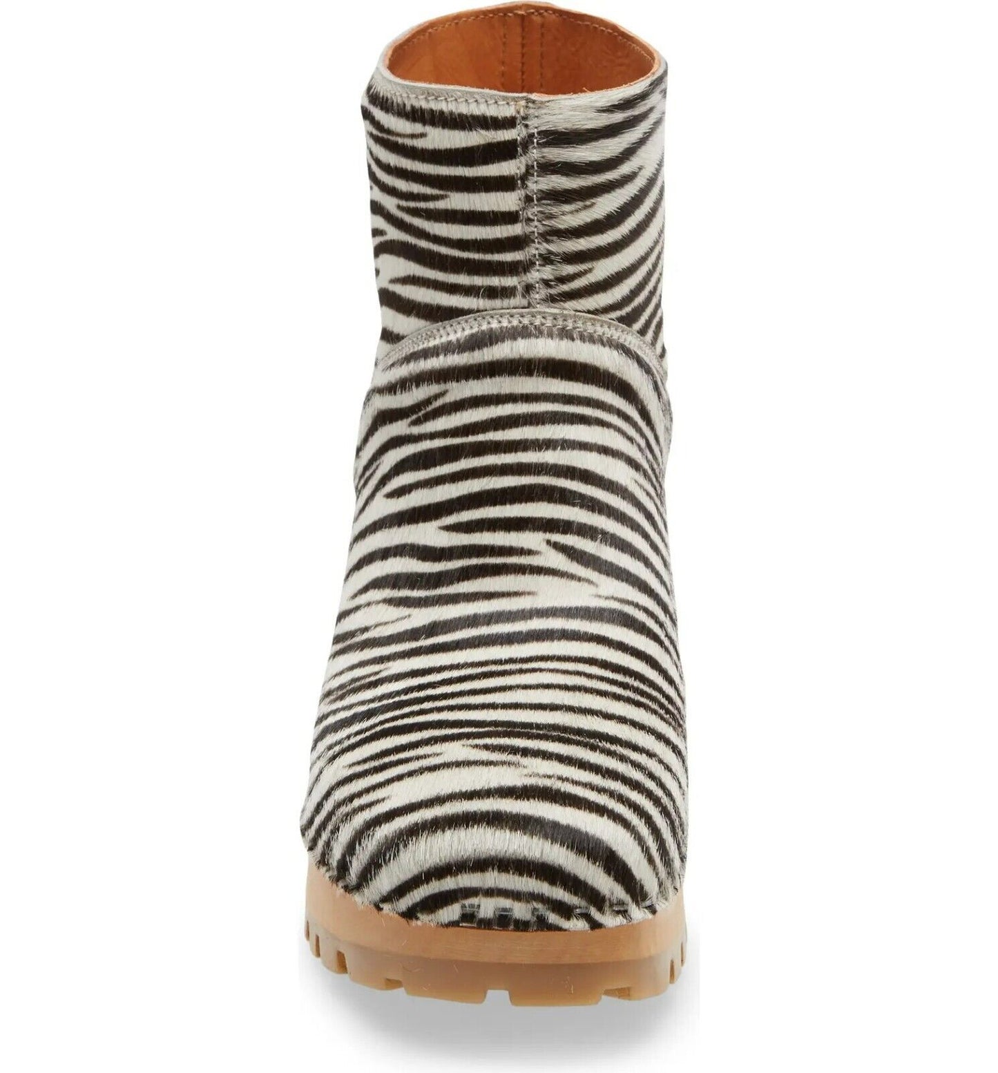 Swedish Hasbeens Zebra Calf Hair Leather Clog Booties Size 8 US / 38EU