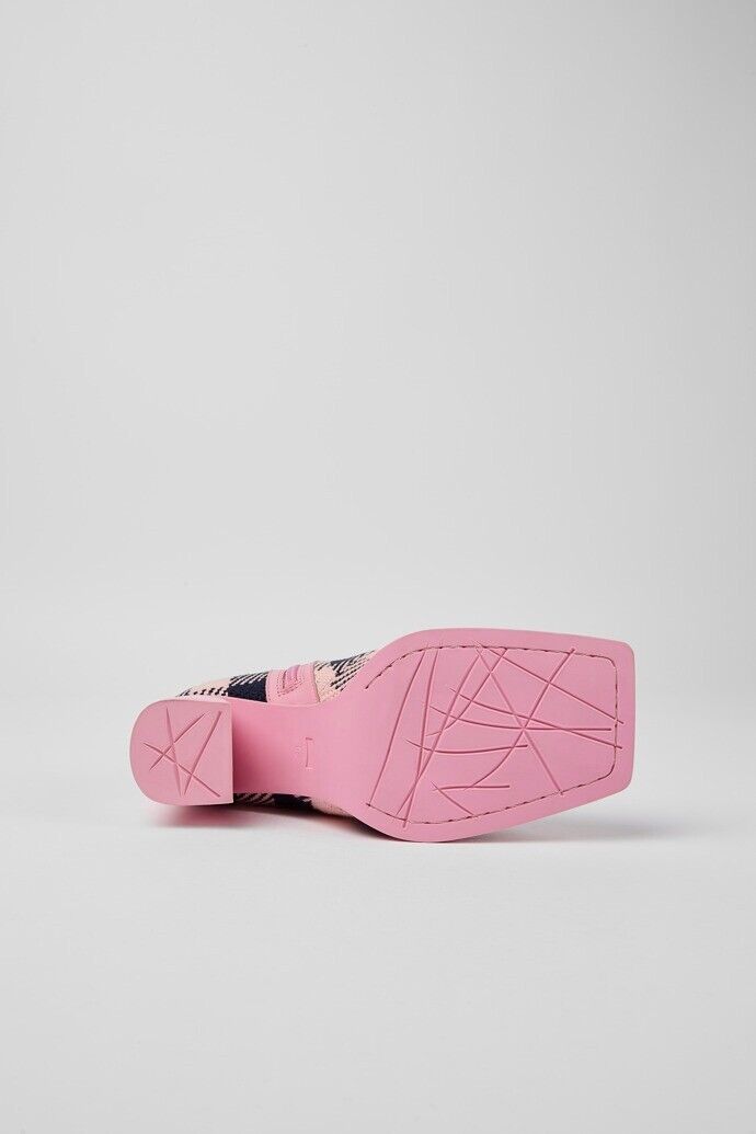 Camper Karole Ankle Boot Pink Black Plaid Check Women's Size US 8 EU 38