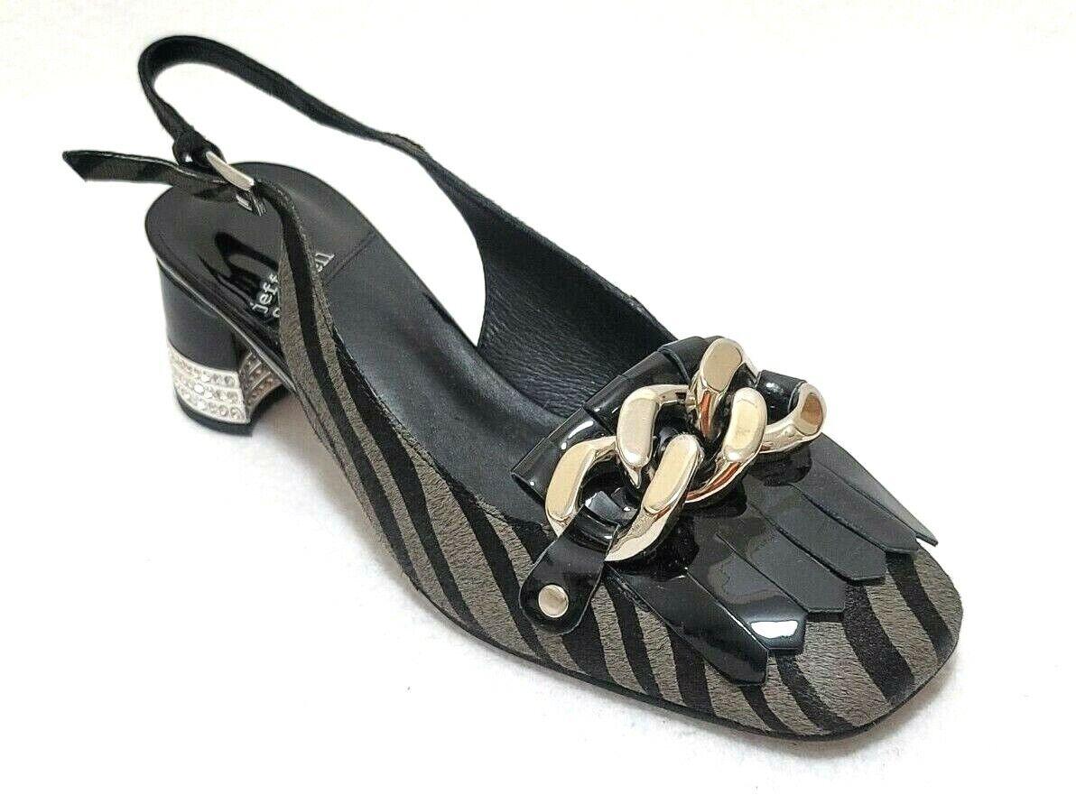 Jeffrey Campbell Goliah Cow Fur Gray Black Zebra Slingback Sandals Size US 7 - SVNYFancy