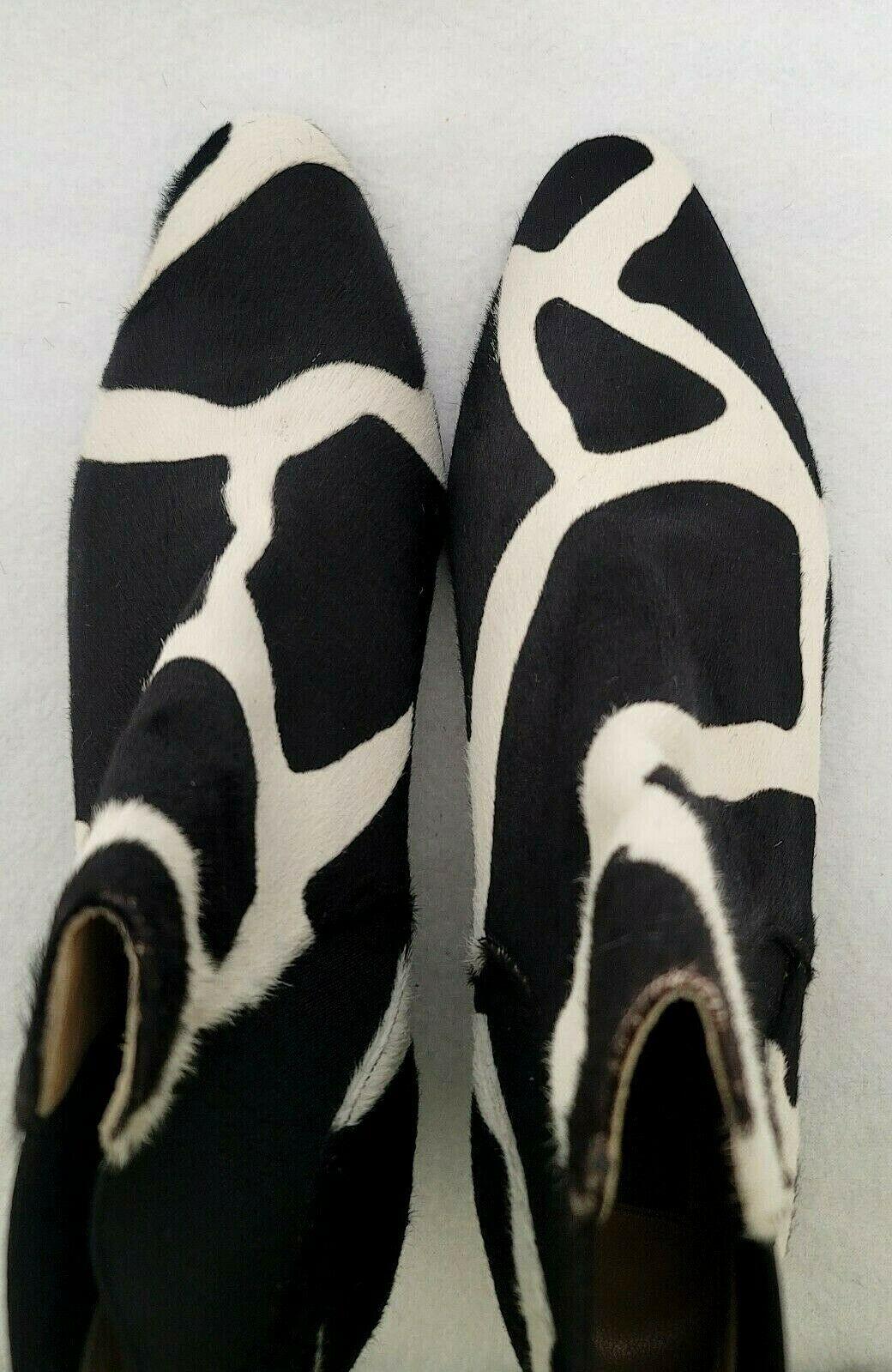 Diane B Pandora Black White Printed Giraffe Hair Calf Chelsea Boot  EU 41 US 10 - SVNYFancy