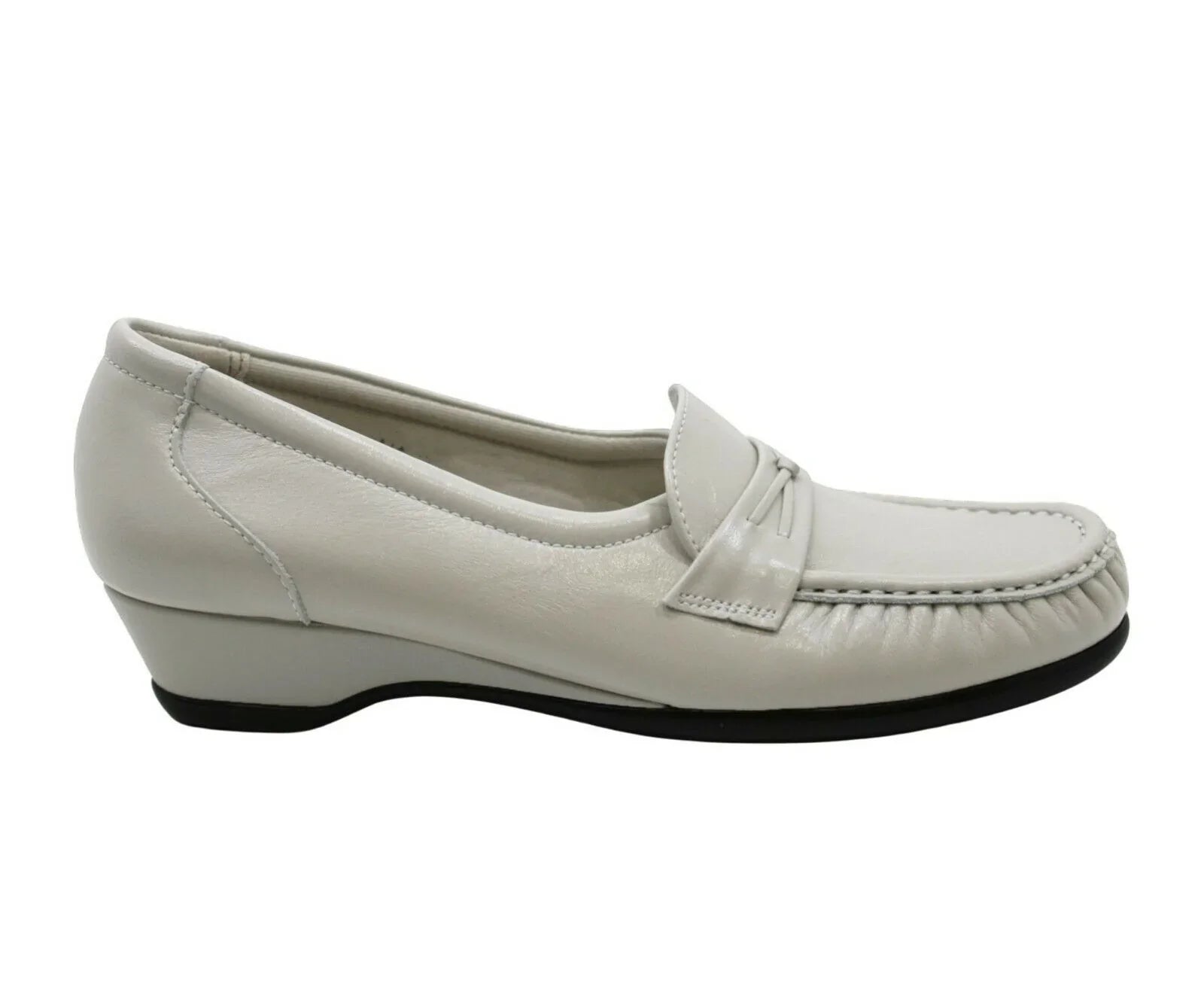 SAS Easier Womens Bone Leather Wedge Loafers Comfort Shoes US 11.5 Narrow - SVNYFancy