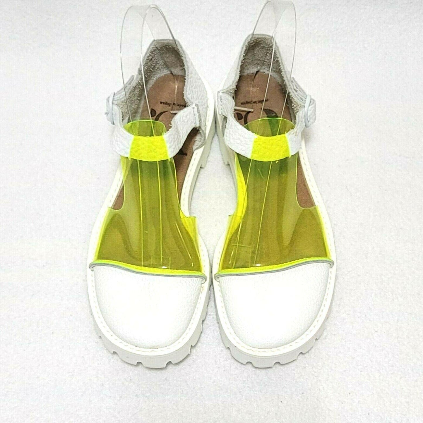 U-DOT Leather Sandals Lug Sole White Yellow Sandals Womens Size US 7 Japan - SVNYFancy