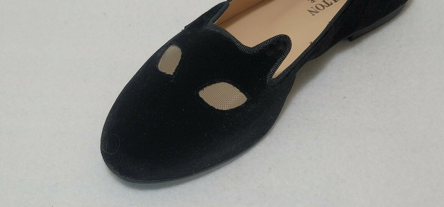 Nicky Hilton x French Sole Meow Black Velvet Cat Flats Shoes Size US 7 - SVNYFancy