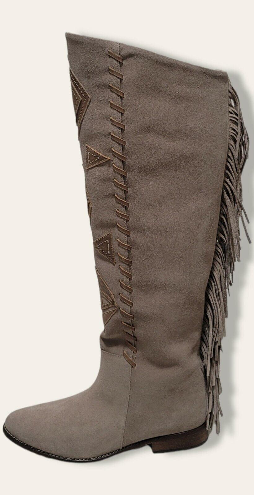 ANTHROPOLOGIE  Howsty Kindia Stone Suede Fringed Boots Size US 8 - SVNYFancy