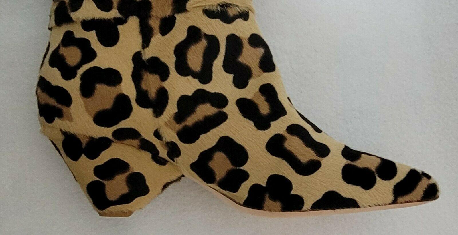 Bruno Ricci Cone Heel Calf Hair Slouch Leopard Print Boots Women's Size EU 37 - SVNYFancy