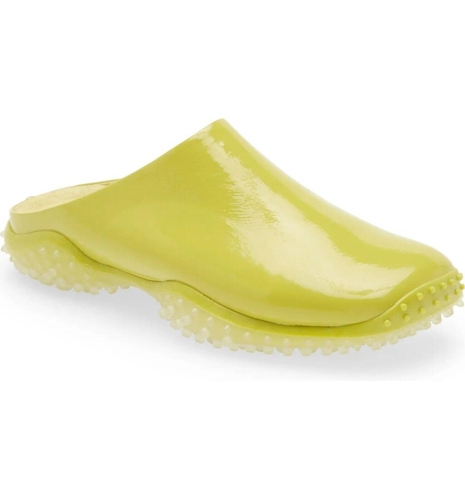 Jeffrey Campbell Lightyear Clog Mules Chartreuse Faux Patent Leather Size US 6.5 - SVNYFancy