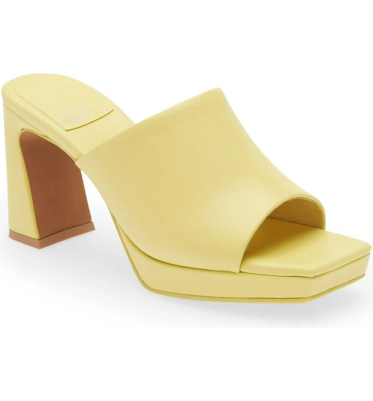 Jeffrey Campbell Womens Caviar Yellow Leather Stacked Heel Platform  Sandals - SVNYFancy