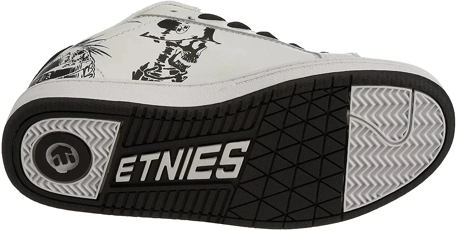 Etnies Fader White Leather Skate Kids Shoes Metal Mulisha Skulls Cranes US 3 Little Kid EU 35 - SVNYFancy
